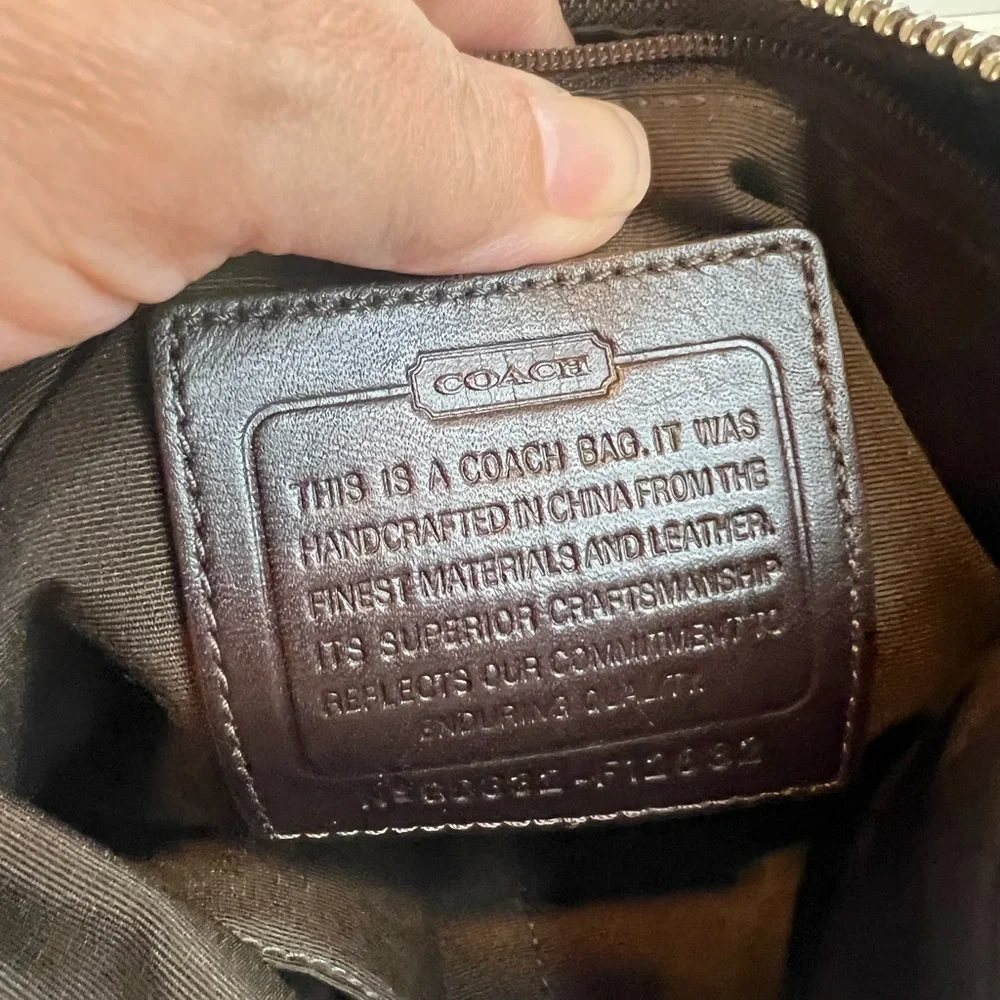 Coach Red Jacquard Crossbody w/Brown Leather Strap w/COA - Picture 8 of 10